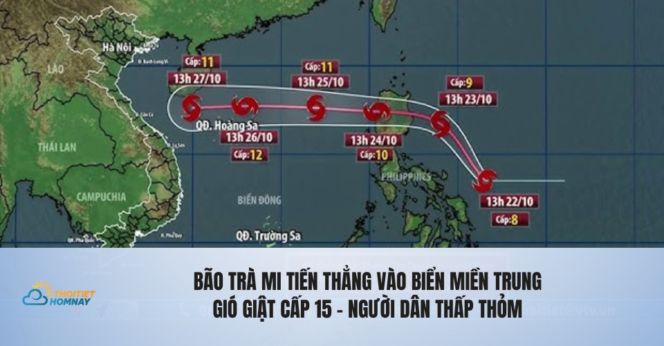Bão Trà Mi tăng cấp, miền Trung thấp thỏm lo âu Bão Trà Mi tăng cấp, miền Trung thấp thỏm lo âu